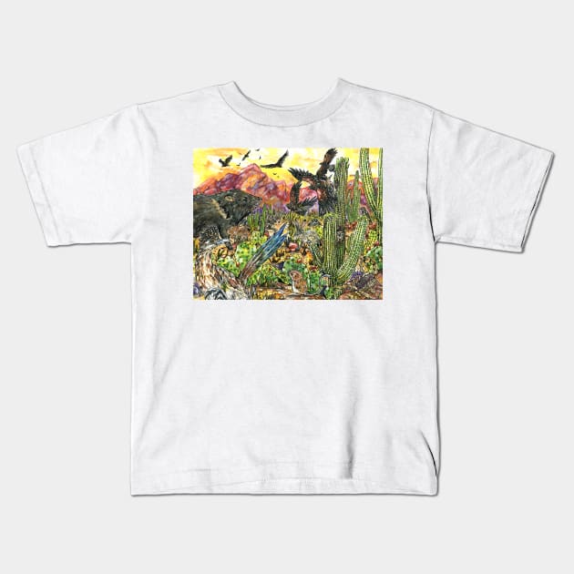 Desert Magic (Sonoran Desert Wildlife) Kids T-Shirt by 10000birds